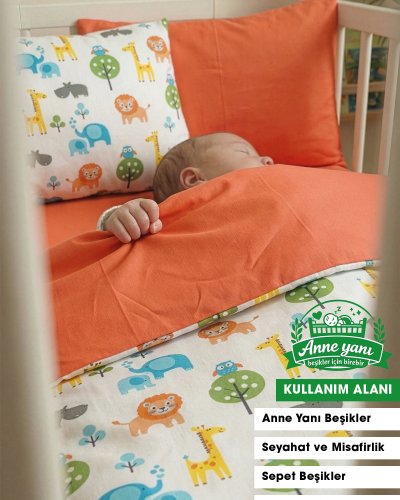 Hayvan Desenli Poplin Kumaş Bebek Nevresim Takımı